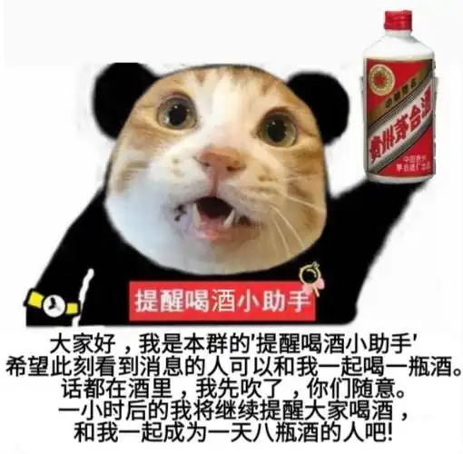 提醒喝酒小助手大家好,我是本群的提醒喝酒小助手希望此刻看到消息
