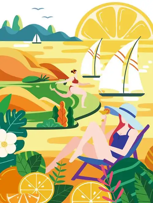 扁平风平面女生创意插画