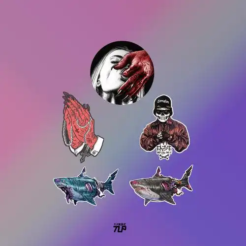 tlp套贴恶魔hell撒旦路西法祈祷之手僵尸鲨鱼汽车装饰贴