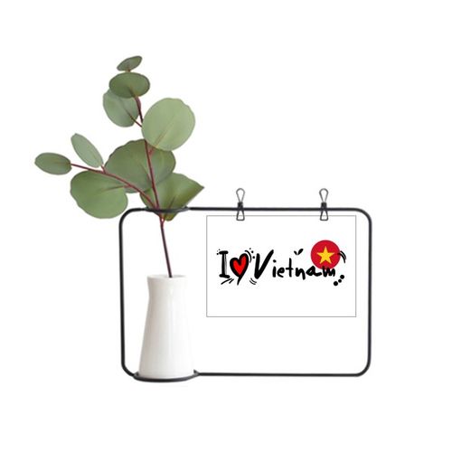 我爱越南文字爱心国旗艺术字插画图案金属相框陶瓷花瓶装饰