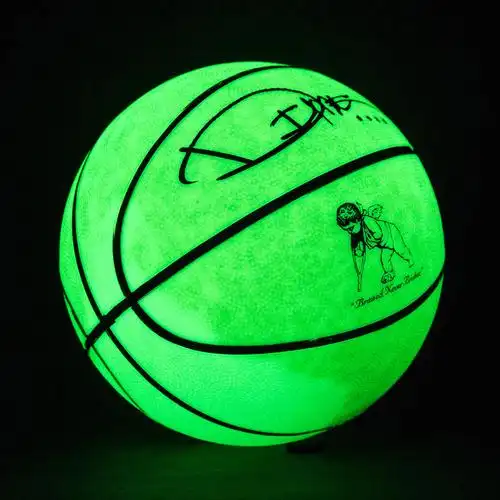 皮革笑脸发光荧光反光夜光彩虹篮球