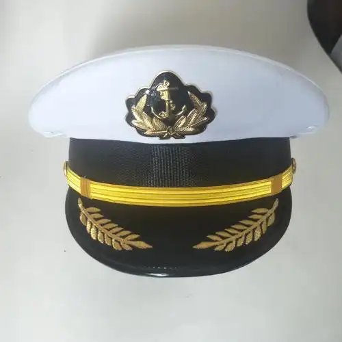 现货呢料男女通用 海军帽 海员帽 船长帽大沿帽 工作大盖帽大檐帽