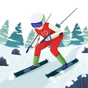 卡通手绘冬奥会滑雪户外冬季人物运动元素材