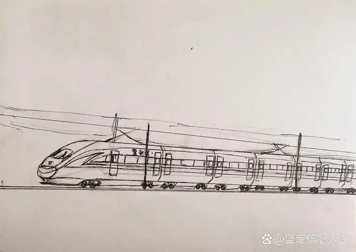 原创动车手绘-复兴号列车红神龙(步骤图)