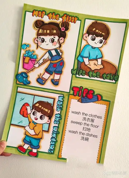 马克笔手绘‖打扫卫生英文手抄报