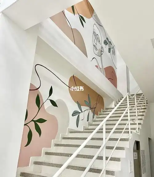 是否觉得楼梯间高又空画一幅这样的壁画吧