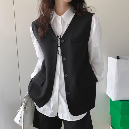 女士黑色西装马甲