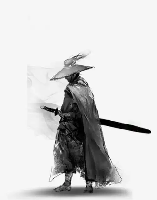 招聘黑色插画人物卡通装饰侠客水墨元素