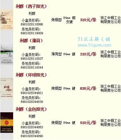 利群(新版)￥13,利群(软蓝)￥17,利群(硬)￥26,利群(阳光出口)￥28