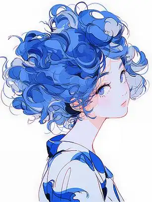 冬季风蓝色系卡通可爱扁平风女孩插画