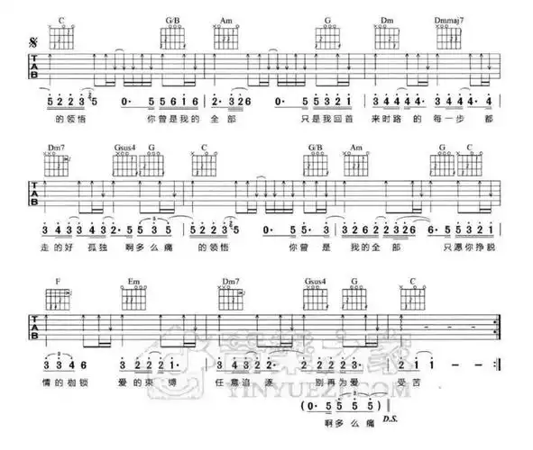 辛晓琪领悟吉他谱c调吉他弹唱谱