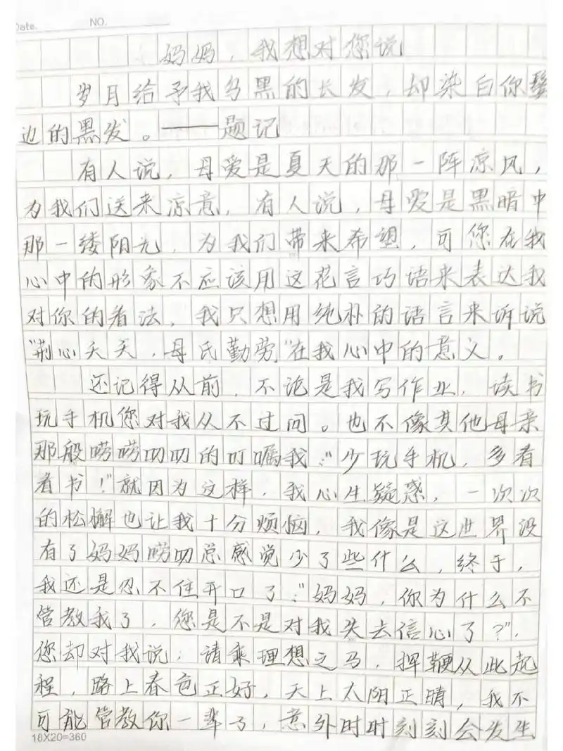 妈妈我想对你说作文 妈妈我想对你说作文