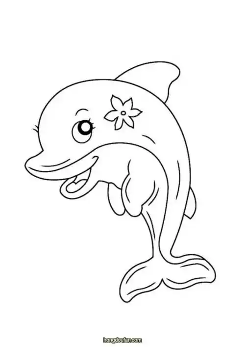 10张自由的海豚卡通儿童简笔画!海豚跳出了水面