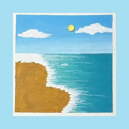 新手第六幅油画棒沙滩与大海