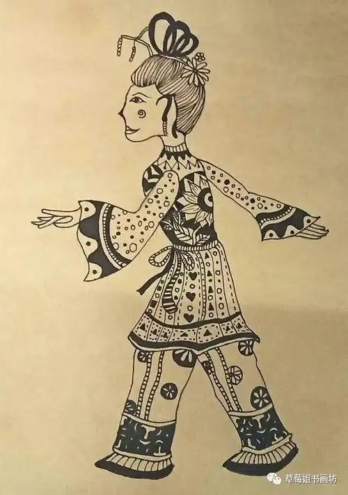 教程|儿童创意线描画《皮影人》