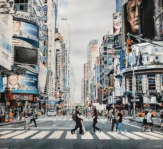 卡特琳娜·阿尔克马克,水彩画城市,水彩画街景,写实水彩画