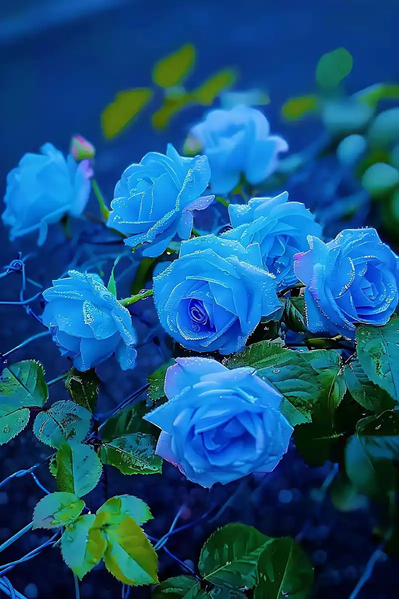 "碎冰蓝玫瑰,它的花语如同冬日的奇迹,寓意着冷艳与独特的爱. - 抖音