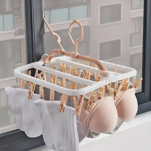 多功能室外防风晾衣架户外可折叠阳台带挂钩袜夹子米魁内衣内裤晾晒架