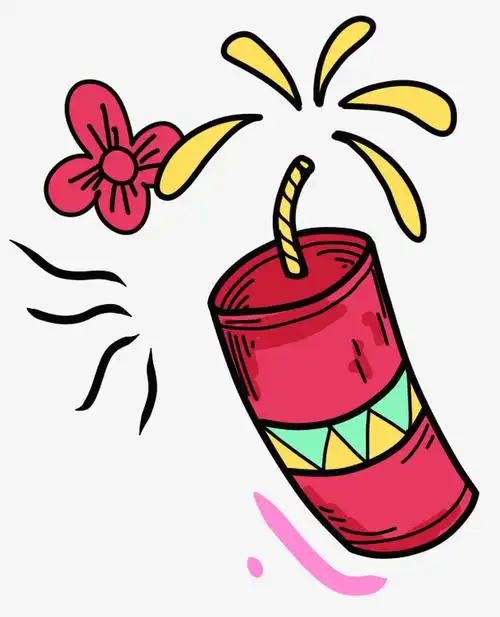 关键词 : 卡通手绘,过年,新春佳节,点燃的爆竹,鞭炮,爆竹