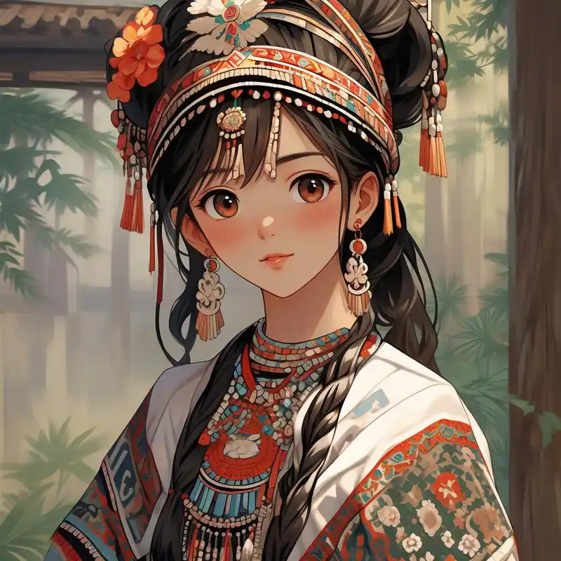 漫画苗族头像女|96民族风情,绝美头像78