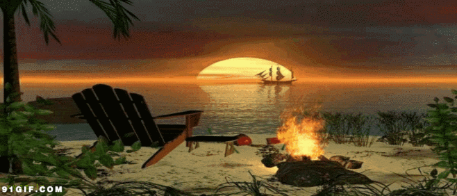 海边篝火动态图