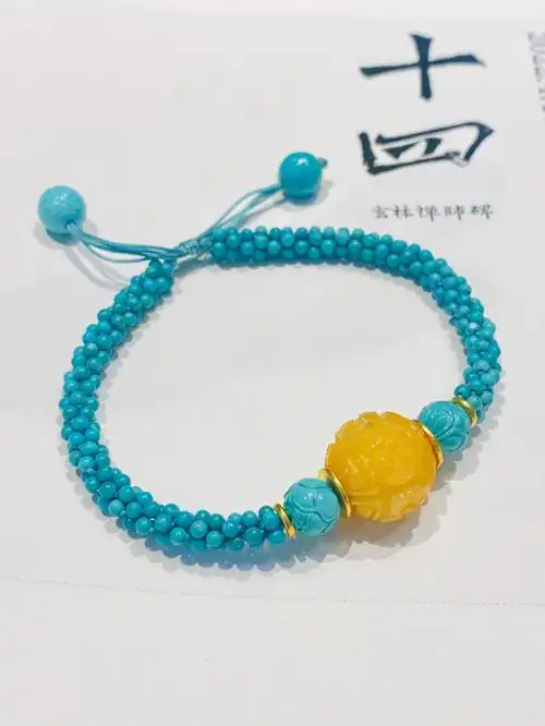 超小的松石小米珠编的手链