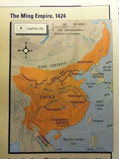 美国教科书中的中国历史地图:朝鲜被画入了清朝的版图