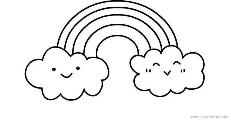 彩虹下的故事儿童简笔画