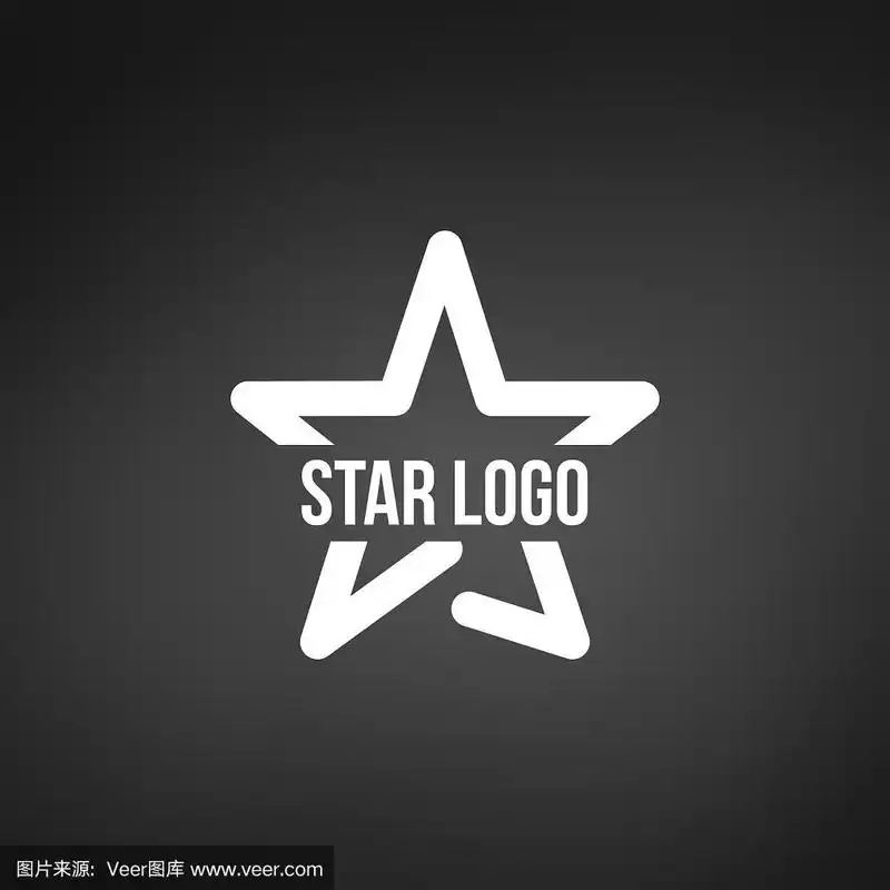 星星标志模板孤立的黑色背景