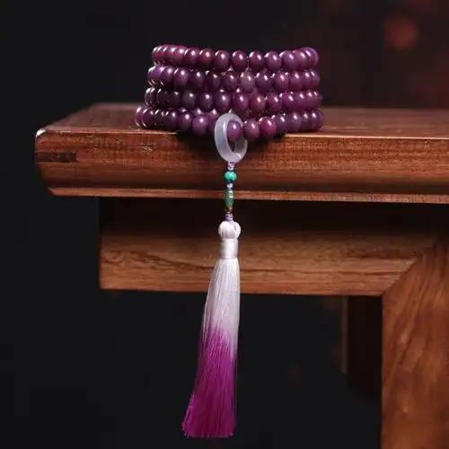 抖音紫色白玉菩提根手串diy女式款108颗菩提子手链念珠佛珠文玩