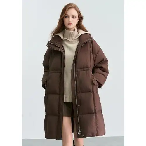 house百家好收腰鸭绒外套2023冬季羽绒服女新款中长款basic