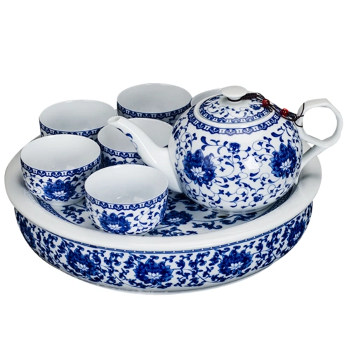 瓷物语家用茶具1000ml陶瓷大茶壶单壶耐热防暴景德镇青花瓷薄胎瓷一壶