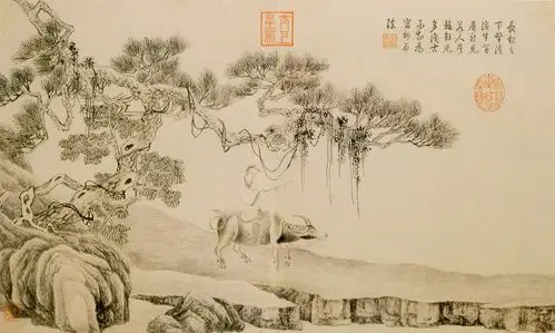 明代江南四大子唐山水人物十开唐伯虎字画微喷国画