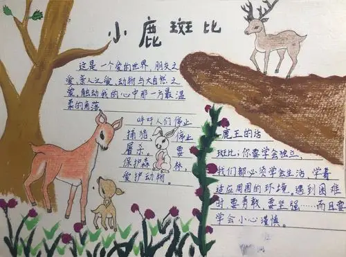 小鹿斑比手抄报图片,《小鹿斑比》读后感大全_读书手抄报