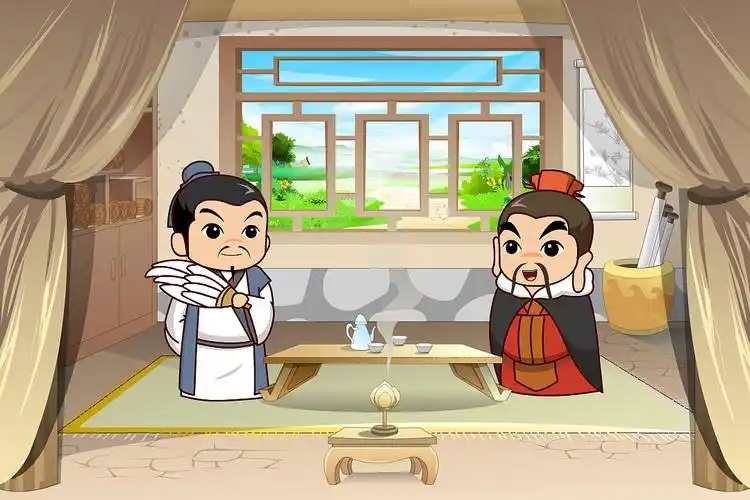 《三顾茅庐》课件动画素材绘制,参与人物造型及部分场景绘制.