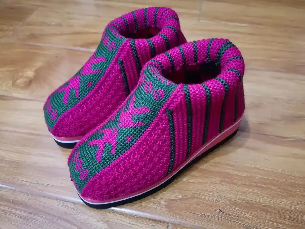 手工棉鞋毛线棉鞋