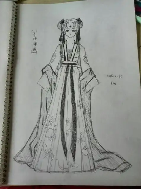 汉服简笔画女襦裙
