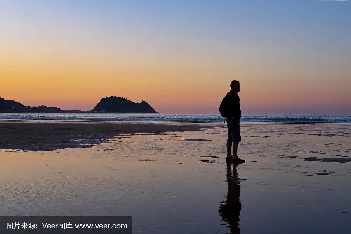 男人,海滩,岛,背景聚焦,仅男人