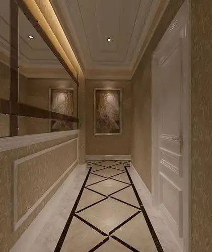 92㎡二居室简欧风格走廊吊顶装修效果图简欧风格粗镜子图片