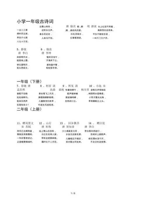 小学70年级语文古诗词「小学70年级语文古诗词诵读」