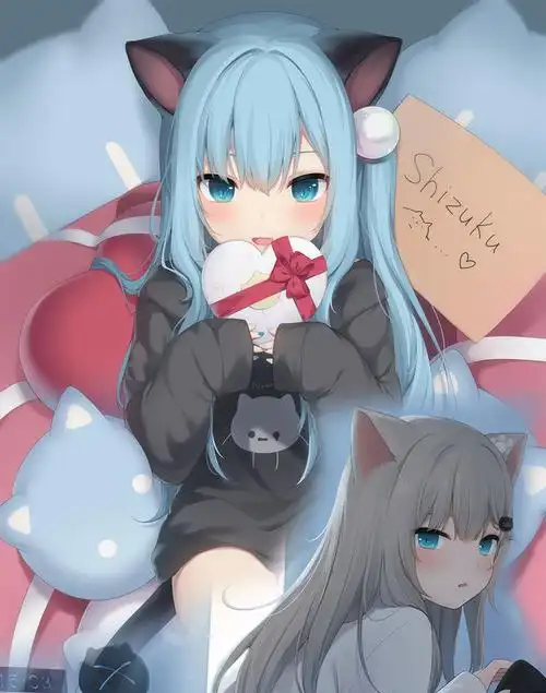 猫羽雫等身抱枕猫耳女孩猫娘双人枕头甘城原创动漫周边可来图定制