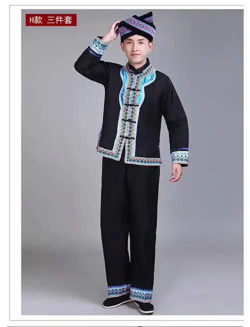 贵州苗族服装男新56个少数民族服装男民族风成人云南彝族苗族演出服