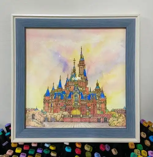 手绘上海外滩和迪士尼