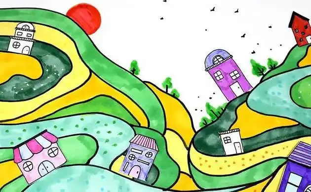 赞美龙胜梯田十月份的情景短句 龙胜梯田儿童画(图33)