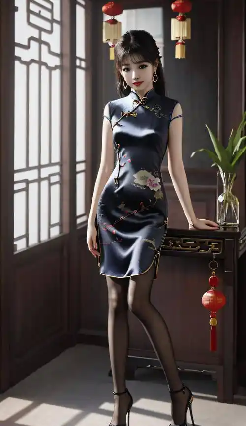 民国风真丝旗袍写真:高贵与性感的完美融合_女性_丝绸_气质