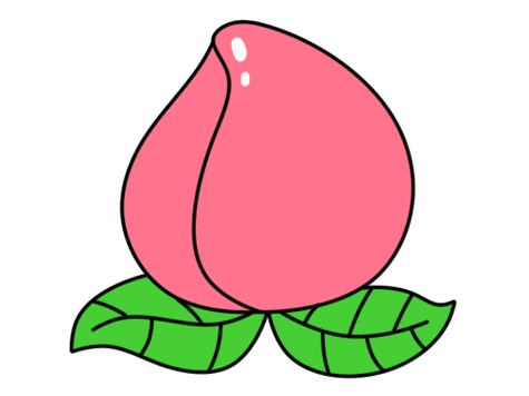 第四步:涂上颜色,一组桃子简笔画就完成了!