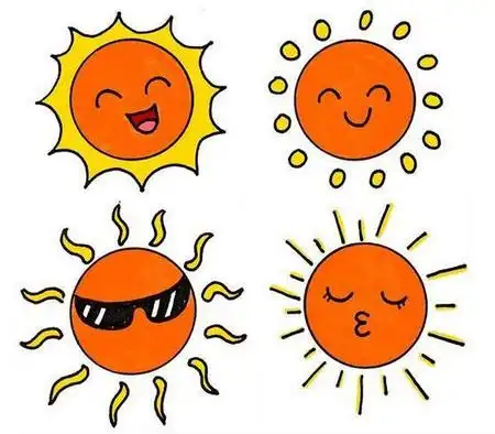 火热太阳简笔画图片大全 中级简笔画教程-第6张