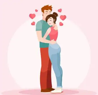 卡通拥抱的情侣