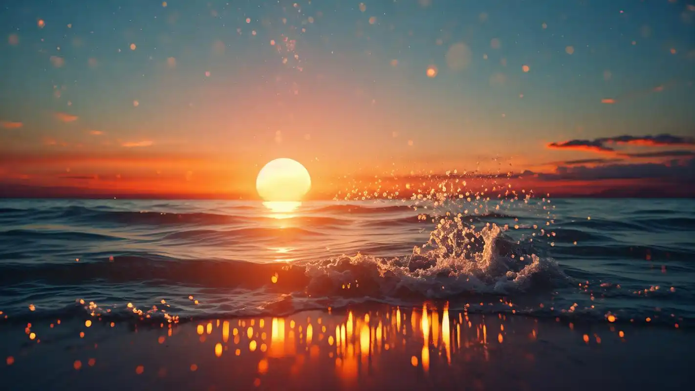 93 想象一下,站在海边,眼前是夕阳与大海交织的壮美画卷,金色的余晖