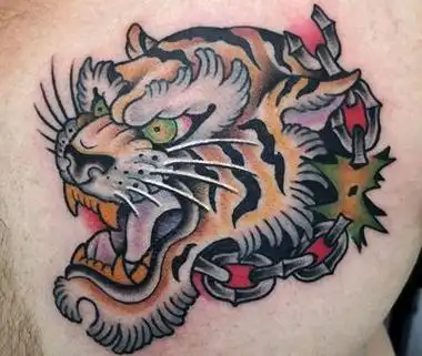 27张胸部胸口老虎纹身图案